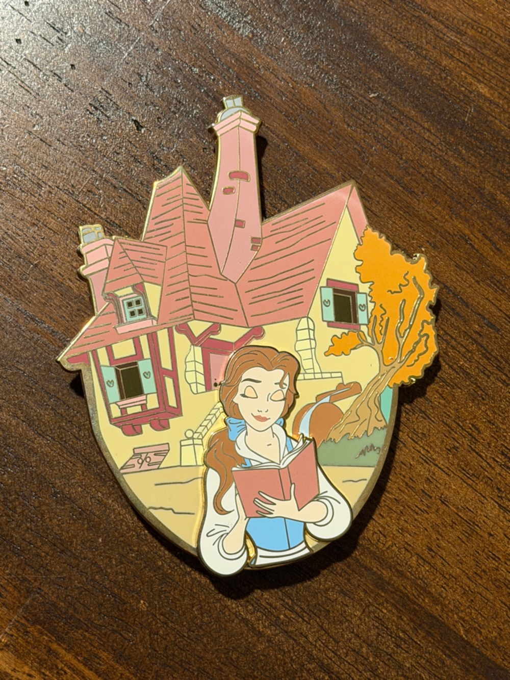 Artist Designed Belle in the Village Enamel Pin - Beauty and the Beast